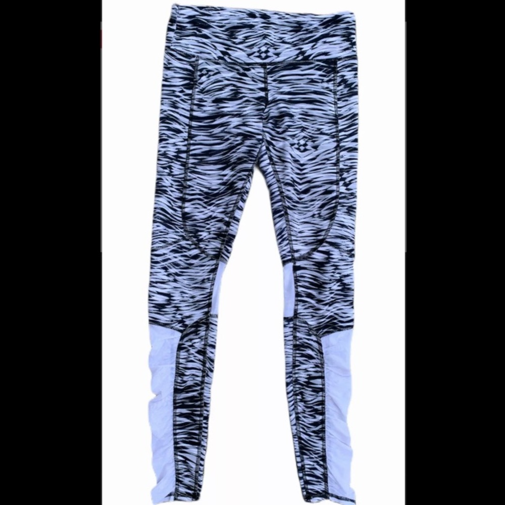 ALO Yoga Black & Light Blue Zebra-Print High-Rise Leggings